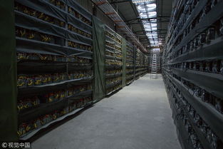 An expansive Bitcoin mining farm housed in a warehouse
